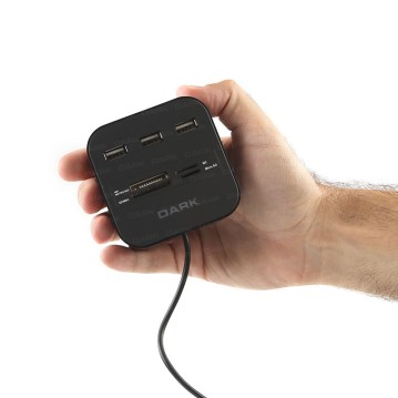 DARK DK-AC-UCR202 USB 2.0 Multi Kart Okuyucu + 3 x USB 2.0 HUB Siyah-67643