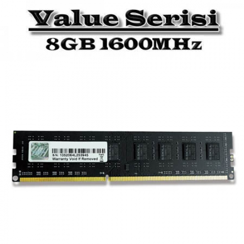 GSKILL GSKILL Value DDR3-1600Mhz CL11 8GB DIMM (256x8)